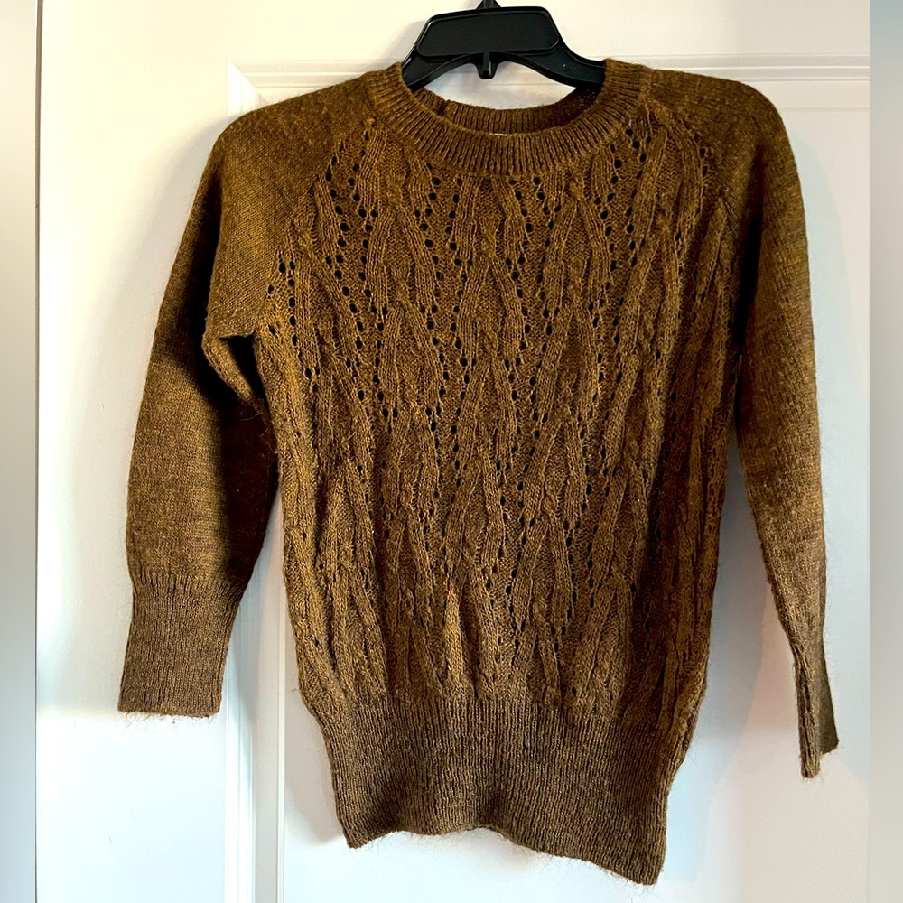Brown Zara 3/4 Sleeve Knit Sweater
